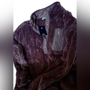 HURLEY Women’s Lightweight 3/4 Button Up FLEECE PULLOVER. | Color: Mushroom (LG)